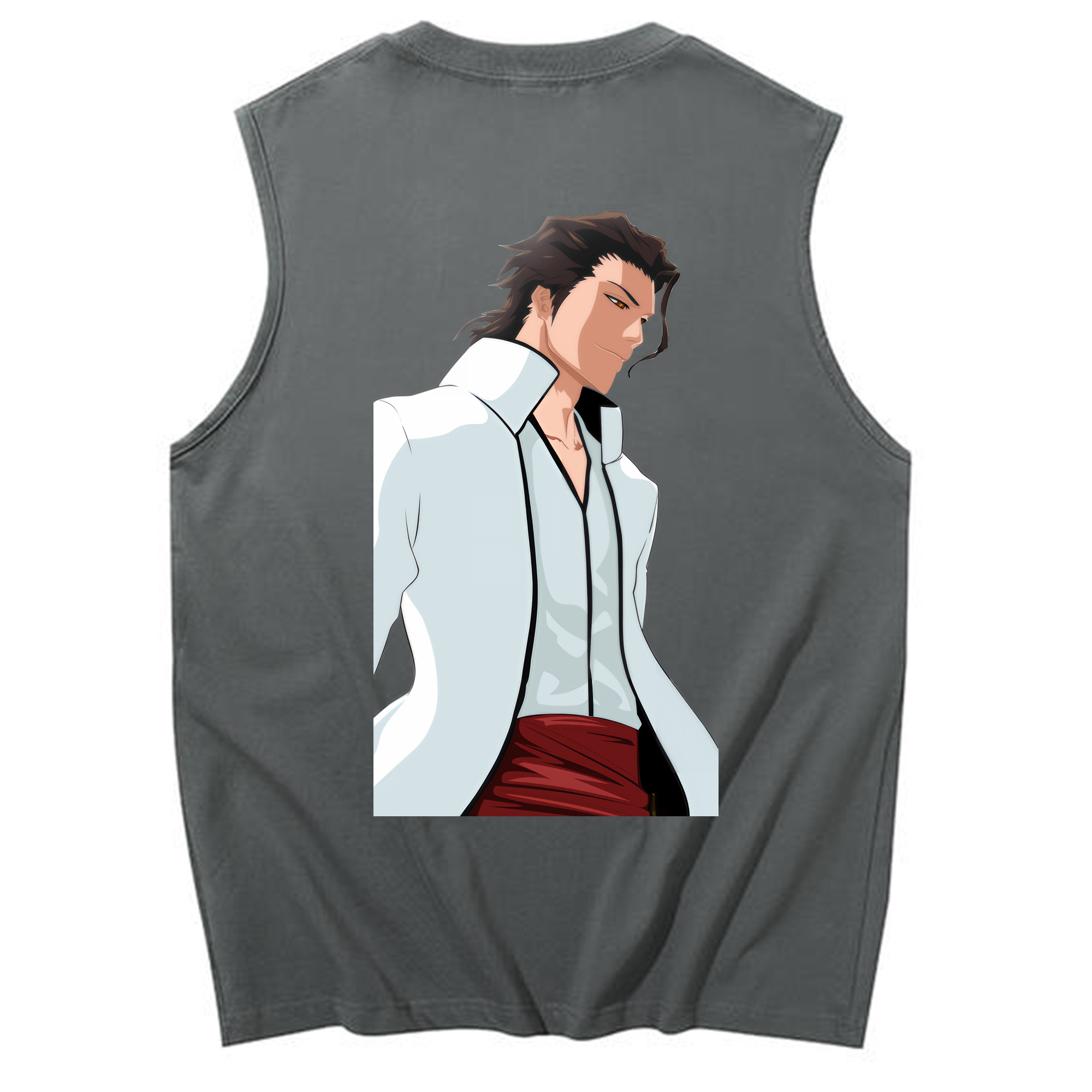 （画像用） ブリーチ 藍染 惣右介（あいぜん そうすけ） BLEACH Aizen Sousuke コットン100％タンクトップ（背面プリント）